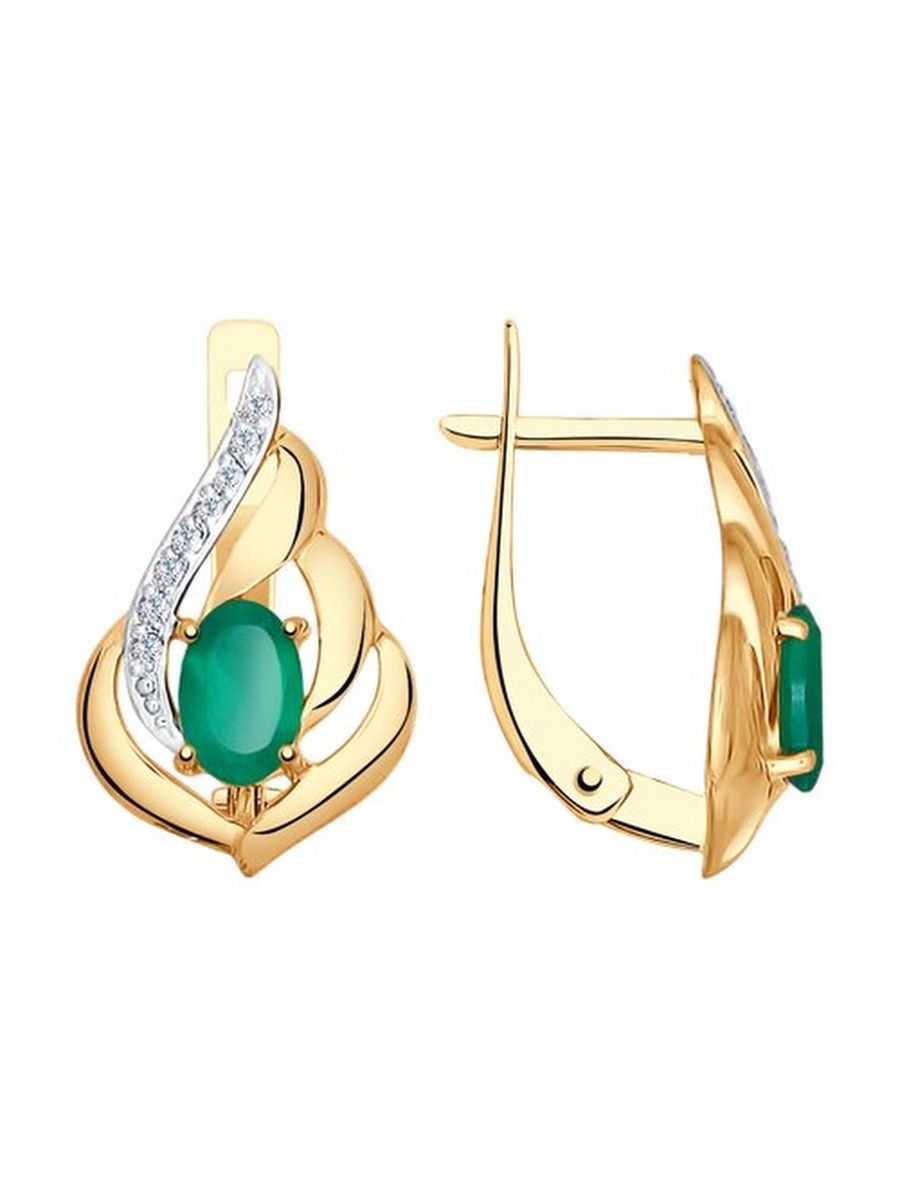 

Серьги из золота TEO MAORI 837724794, агат/фианит, 837724794