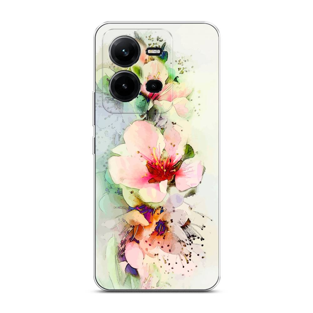 

Чехол на Vivo V25 "Нежные цветы", Зеленый;розовый, 267650-2