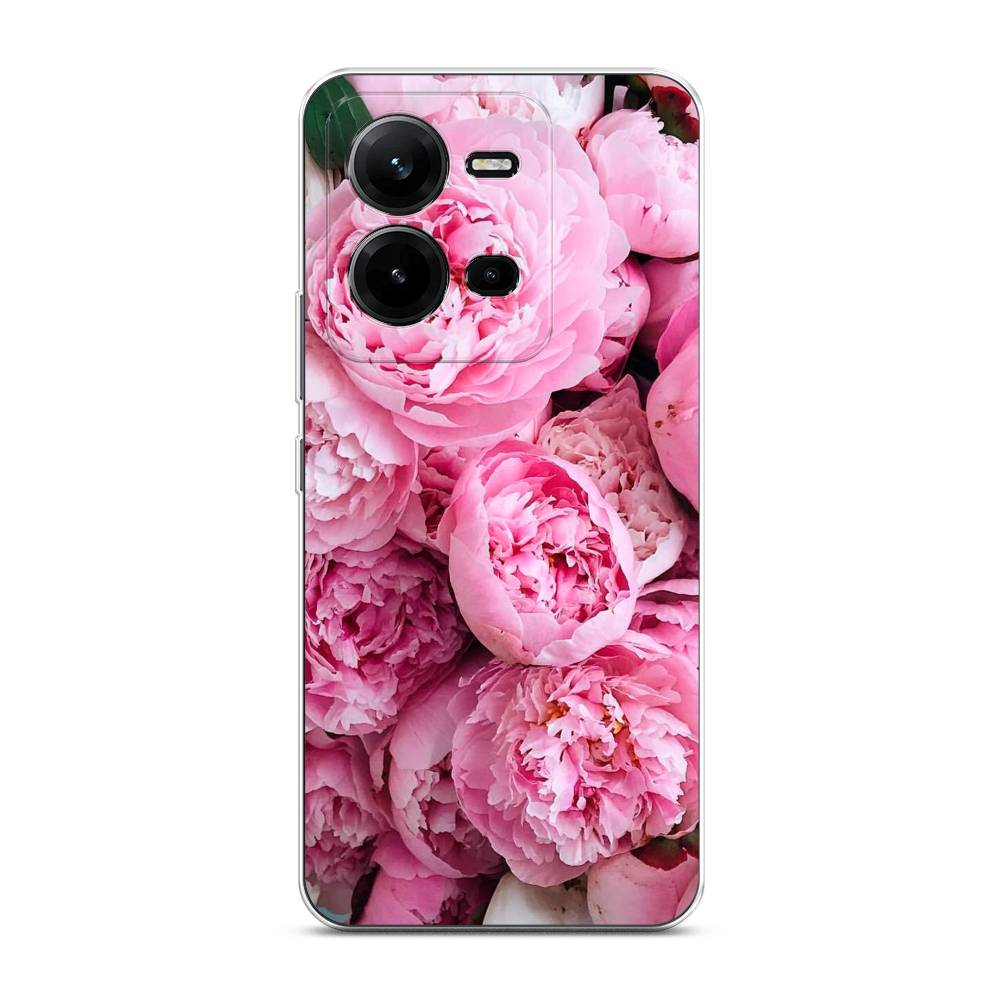 

Чехол на Vivo V25 "Розовые пионы", Бежевый;розовый, 267650-2