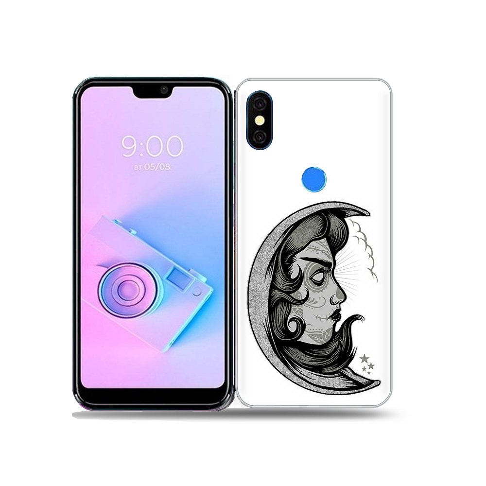 

Чехол MyPads Tocco для BQ 5731L черно белая луна с лицом, Прозрачный, Tocco