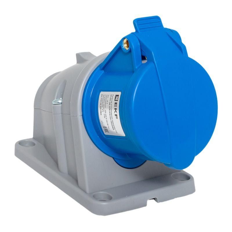

Розетка стационарная наружная 113 2Р+РЕ 16А 220В IP44 PROxima EKF ps-113-16-220-PRO, Синий