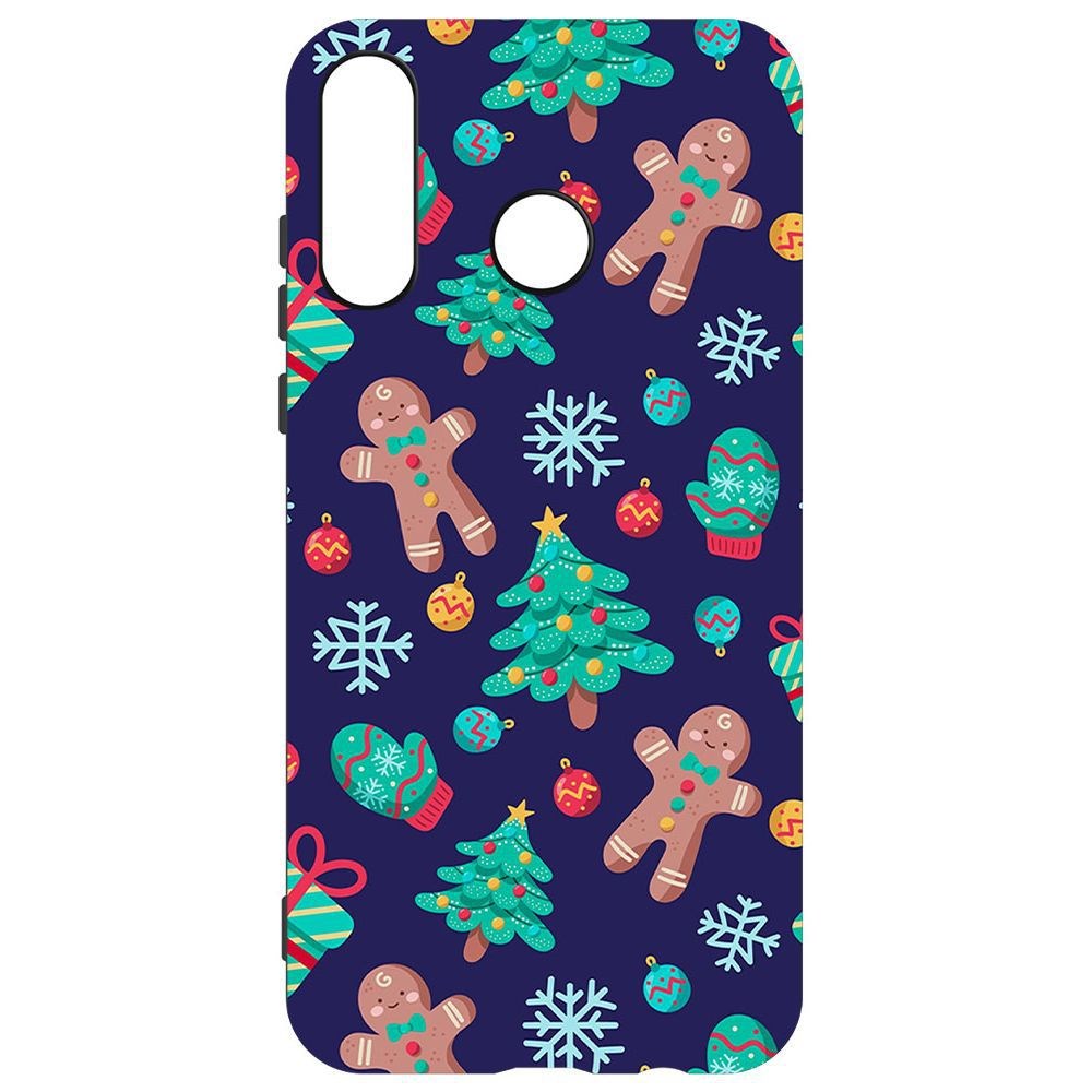 

Чехол-накладка Krutoff Софт Кейс Прянички и елочки для Honor 20S черный