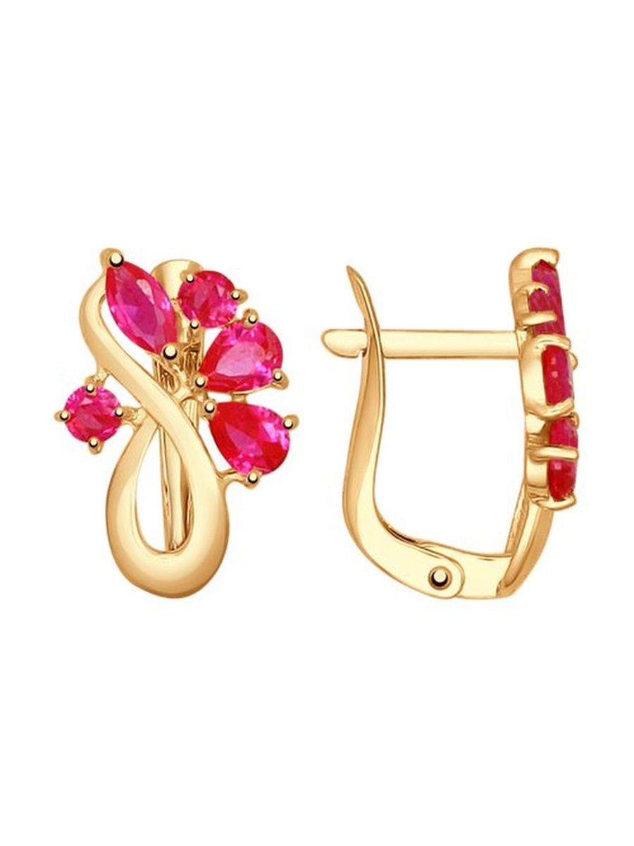 

Серьги из золота TEO MAORI 837724755, рубин искусственный, 837724755
