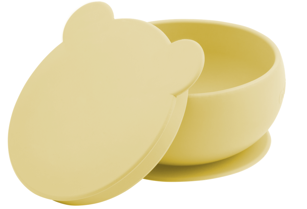Силиконовая глубокая миска с присоской и крышкой Minikoioi Bowly - Mellow Yellow Желтый
