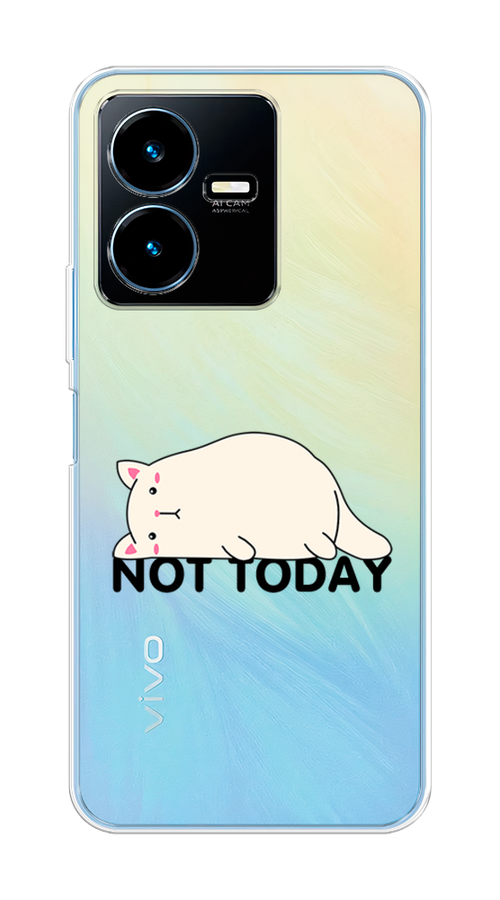 

Чехол на Vivo Y22 "Cat not today", Белый;розовый;черный, 267550-1