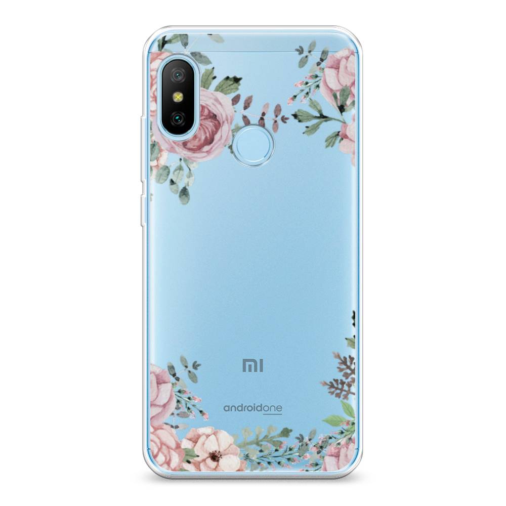 фото Силиконовый чехол "нежные розы акварель" на xiaomi redmi 6 plus awog