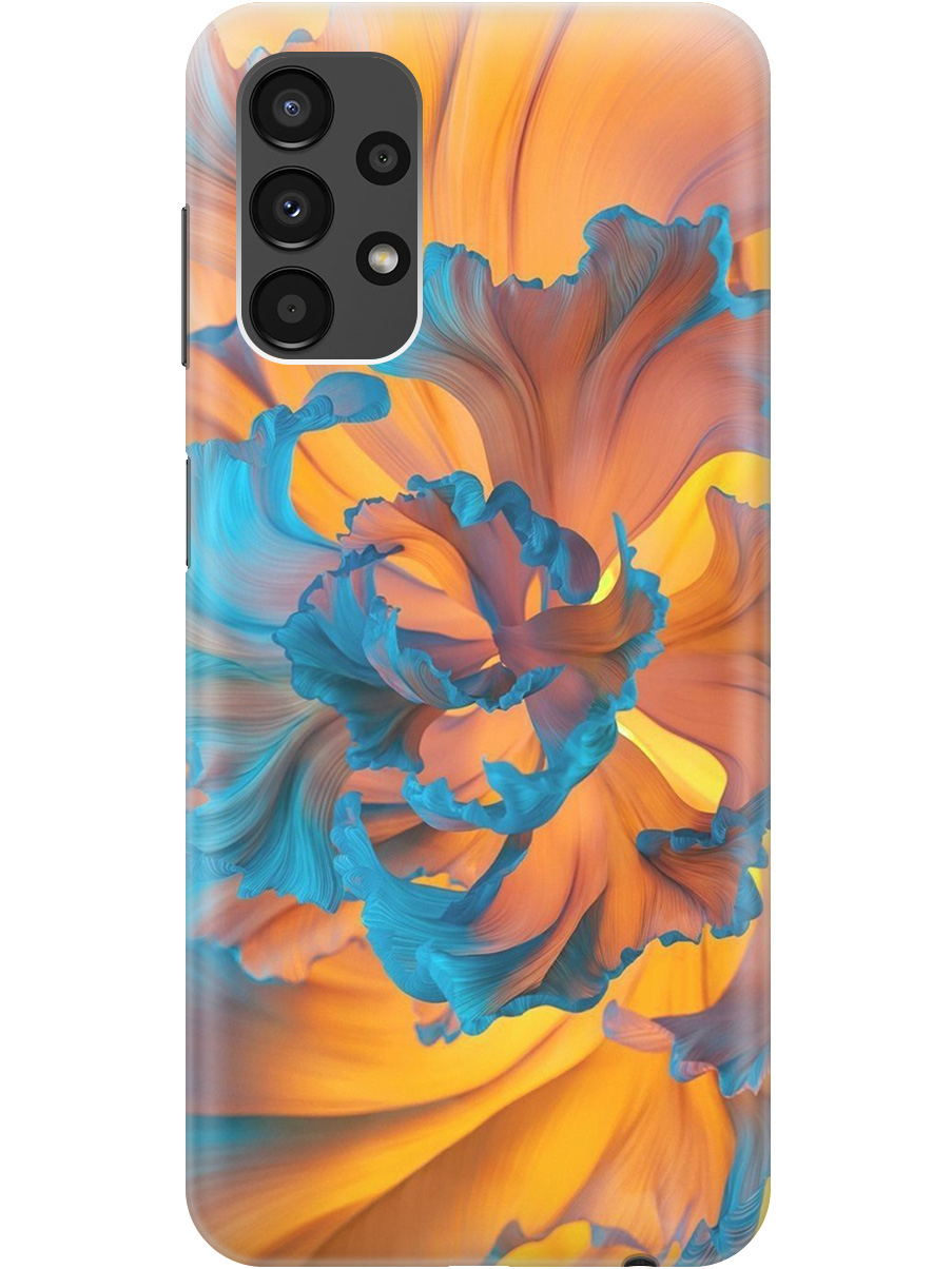 

Силиконовый чехол на Samsung Galaxy A13 4G с принтом "Желто-синий цветок" прозрачный, Голубой;желтый, 20010430