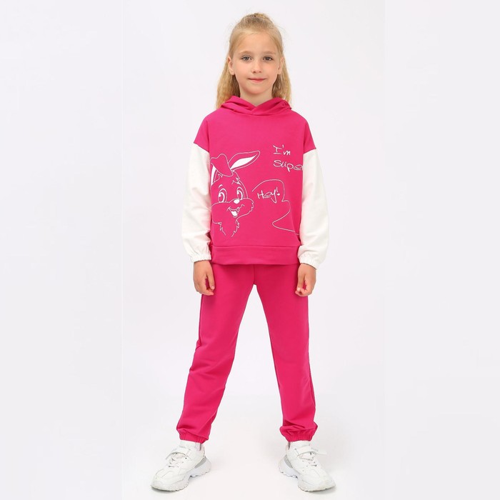 фото Костюм для девочки (джемпер, брюки), цвет малиновый, рост 104 см ivashka