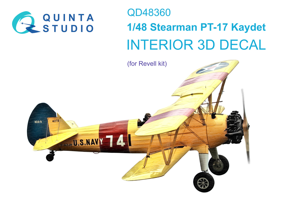 QD48360 3D Декаль интерьера кабины Stearman Pt-17 Kaydet Revell 100071036165 цветной