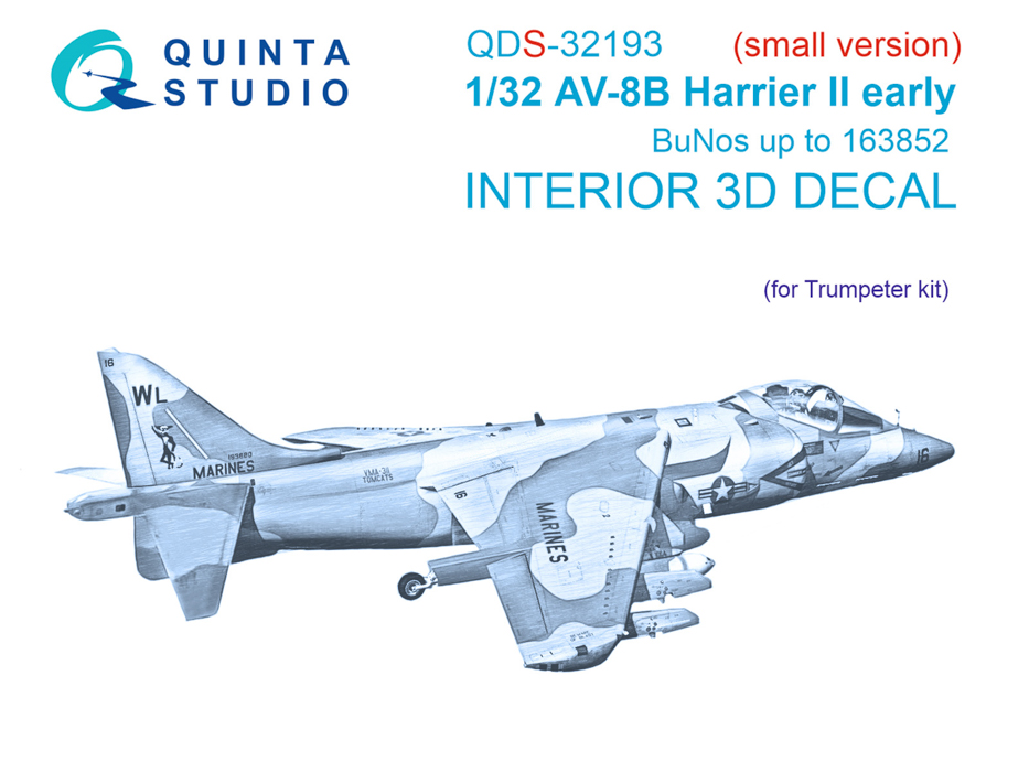 

QDS-32193 3D Декаль интерьера кабины AV-8B Harrier II ранний Trumpeter Малая версия, Цветной