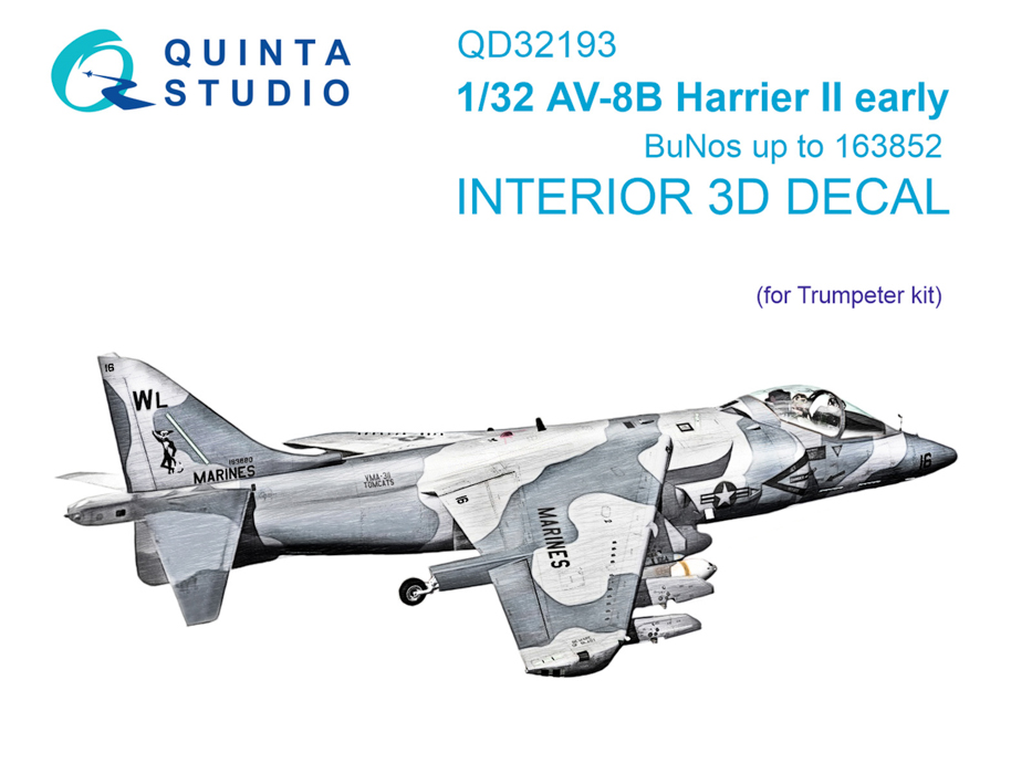 

QD32193 3D Декаль интерьера кабины AV-8B Harrier II ранний Trumpeter, Цветной