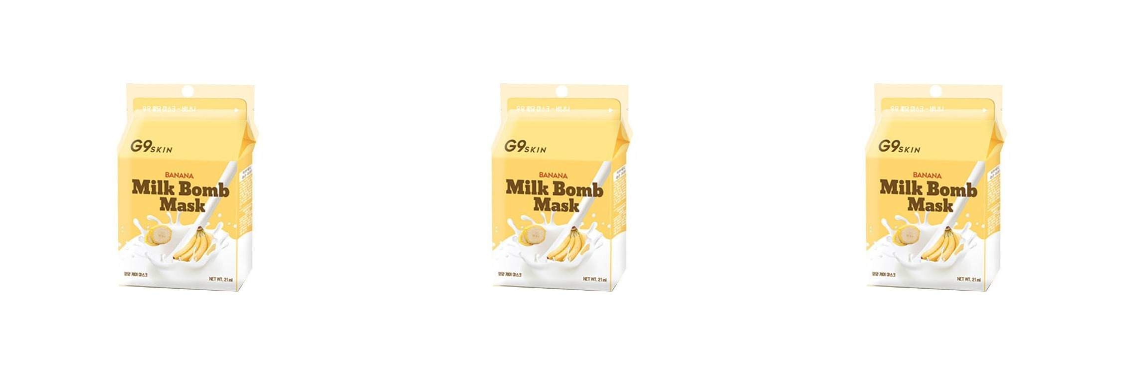 Тканевая маска для лица G9SKIN milk bomb mask banana 25мл 3шт