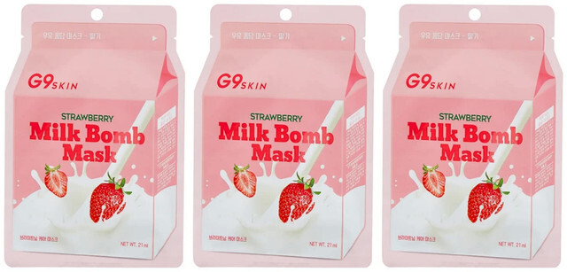 Тканевая маска для лица G9SKIN milk bomb mask strawberry 25мл 3шт veve крем скраб для лица strawberry yogurt 100 0