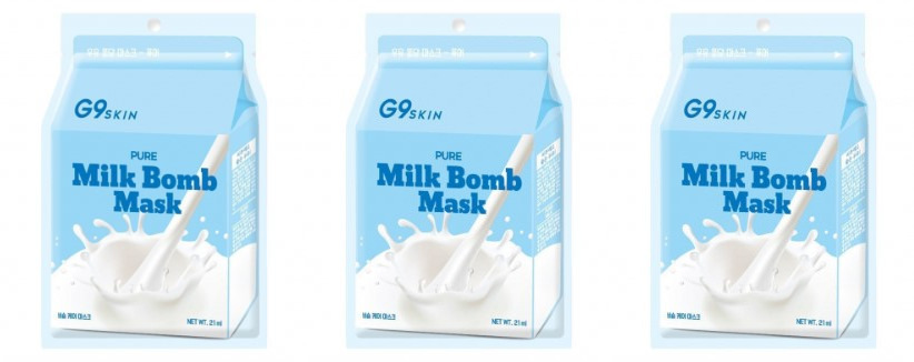 Тканевая маска для лица G9SKIN milk bomb mask pure 25мл 3шт sachel альгинатная коллагеновая маска в комплекте с биогенным тоником биобаланс