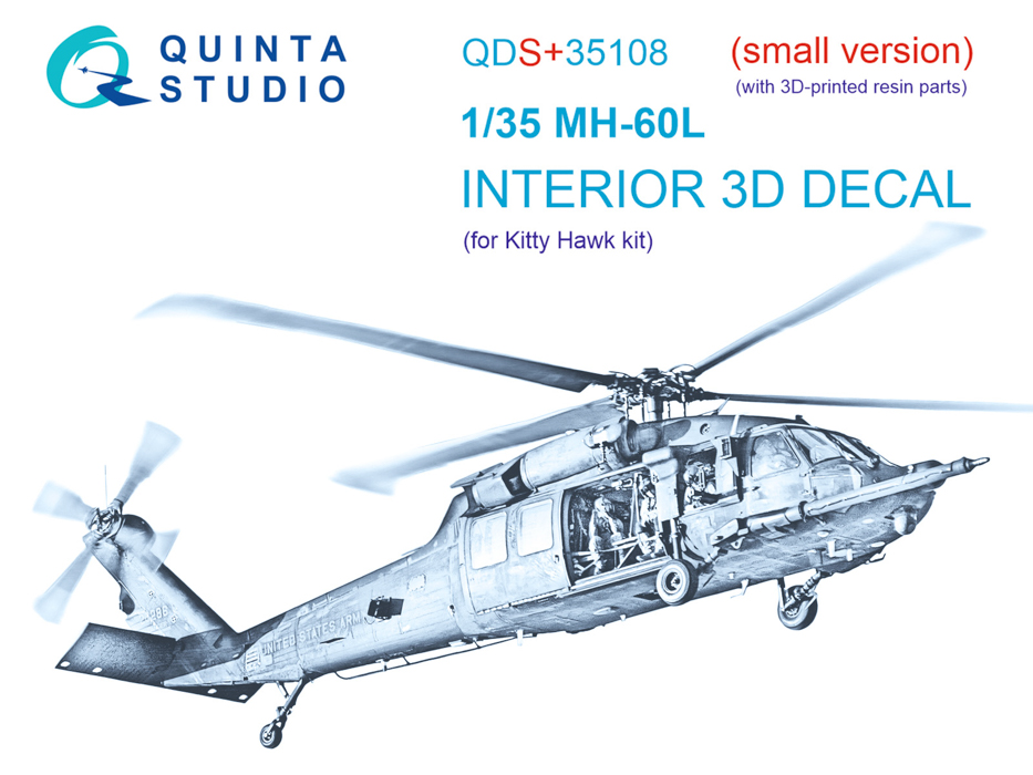 

QDS35108 3D Декаль интерьера кабины MH-60L KittyHawk Малая версия с 3D-печатнымидеталями, Цветной