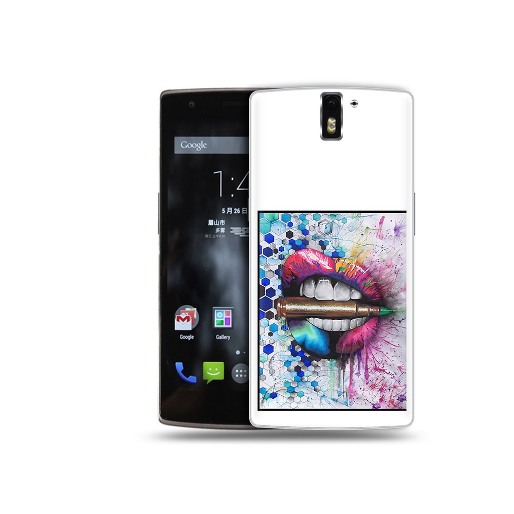 

Чехол MyPads Tocco для OnePlus One разноцветные губы с пулей, Прозрачный, Tocco