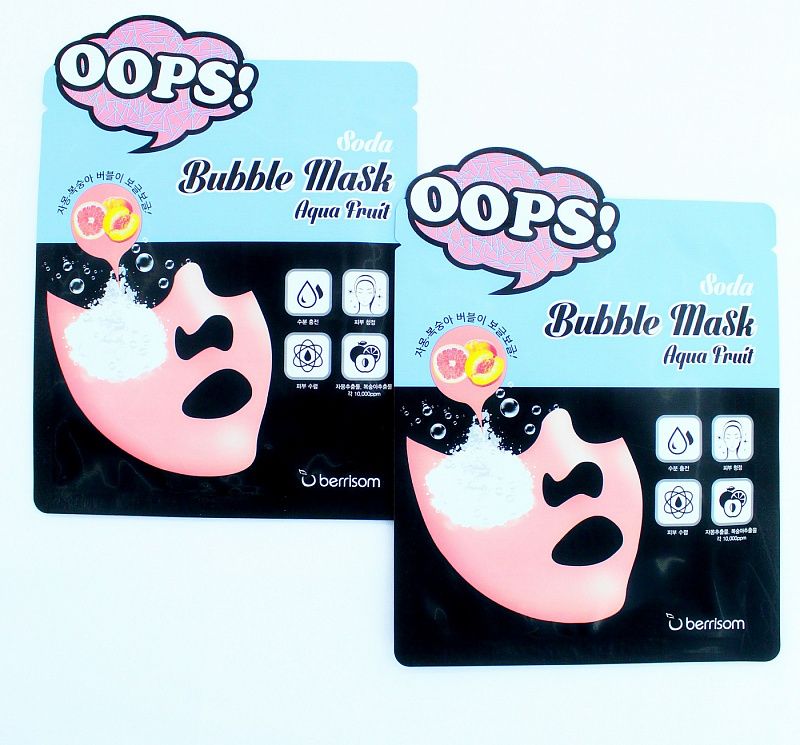 Маска для лица на тканевой основе Berrisom soda bubble mask aqua fruit 18мл 2шт
