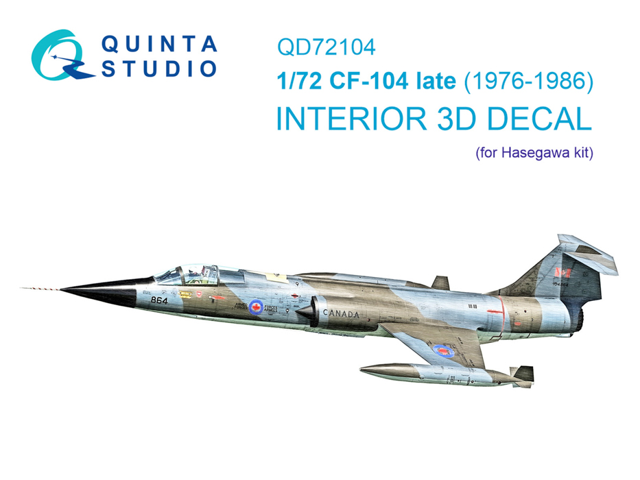 

QD72104 3D Декаль интерьера кабины CF-104 late Hasegawa, Цветной