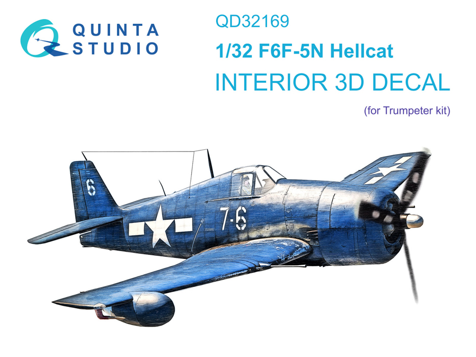 QD32169 3D Декаль интерьера кабины F6F-5N Hellcat Trumpeter 100071036132 цветной