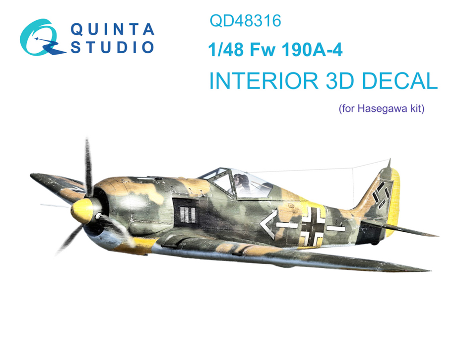 

QD48316 3D Декаль интерьера кабины Fw 190A-4 Hasegawa, Цветной