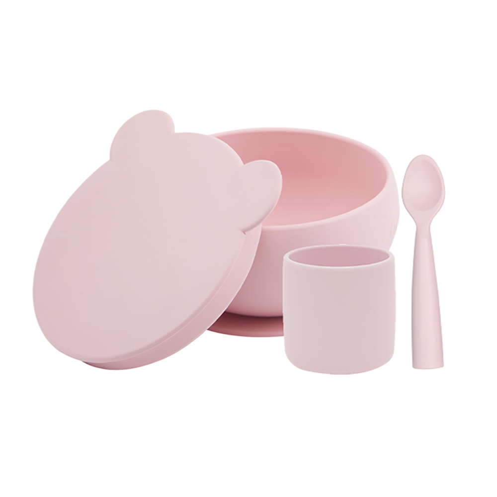 Набор силиконовой посуды для кормления Minikoioi BLW Set I - Pinky Pink набор детский мишка 3 предмета блюдце кружка ложка