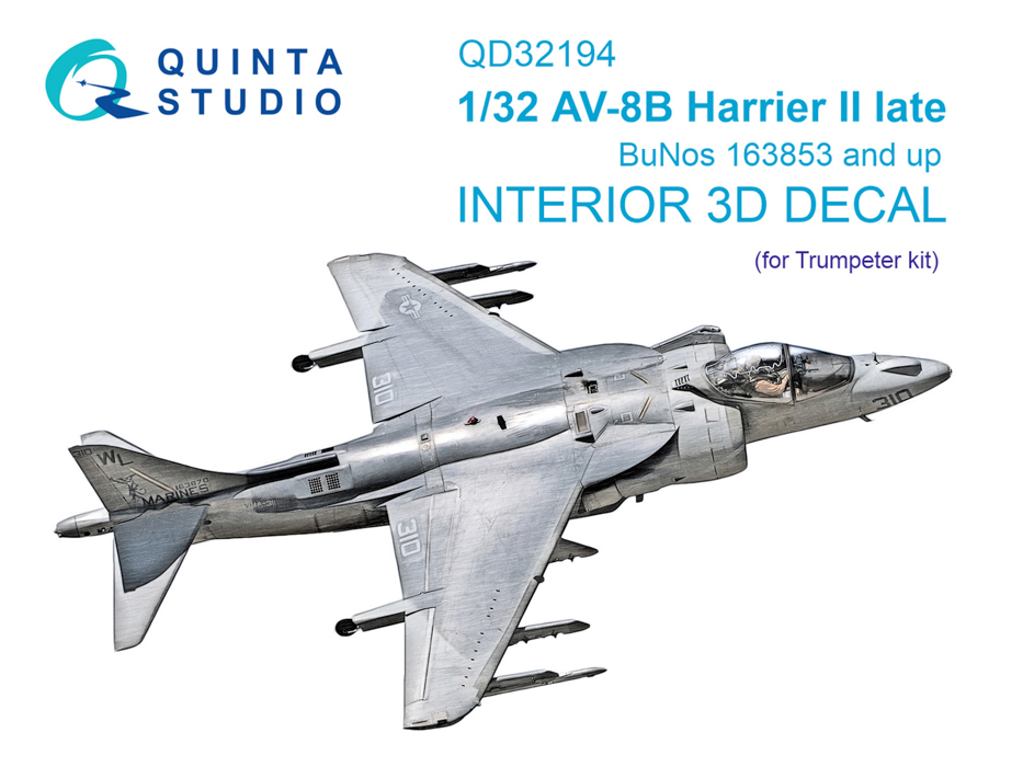 

QD32194 3D Декаль интерьера кабины AV-8B Harrier II поздний Trumpeter, Цветной