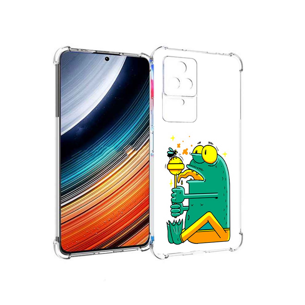 

Чехол MyPads Зеленая лягушка с чупа чупсом для Xiaomi Redmi K40S/Poco F4, Прозрачный, Tocco