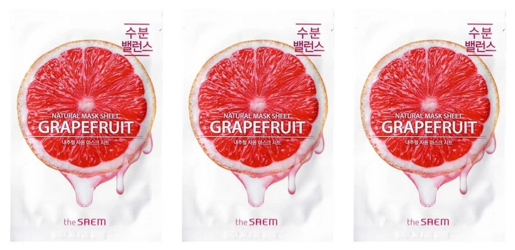 

Маска на тканевой основе The Saem Natural Grapefruit 21 мл 3 шт, 8806164160466