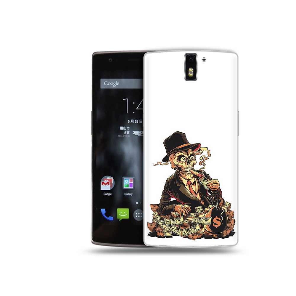 

Чехол MyPads Tocco для OnePlus One нарисованный череп с сигаретой, Прозрачный, Tocco
