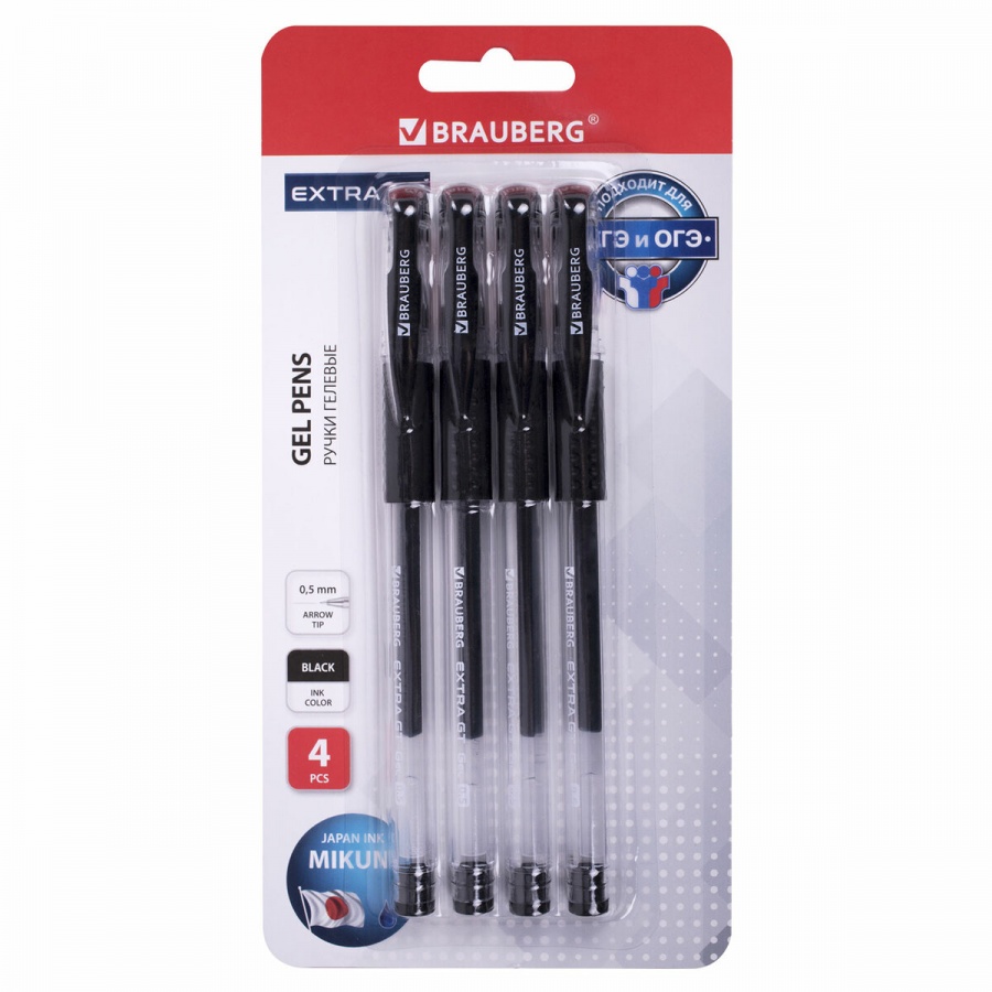

Ручка гелевая Brauberg Extra GT черная 4 шт