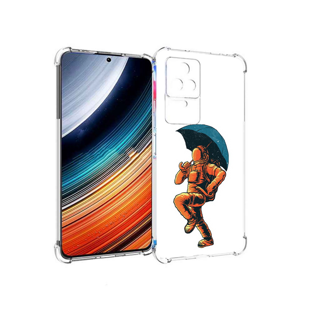 

Чехол MyPads шагающий космонавт с зонтом для Xiaomi Redmi K40S/Poco F4, Прозрачный, Tocco