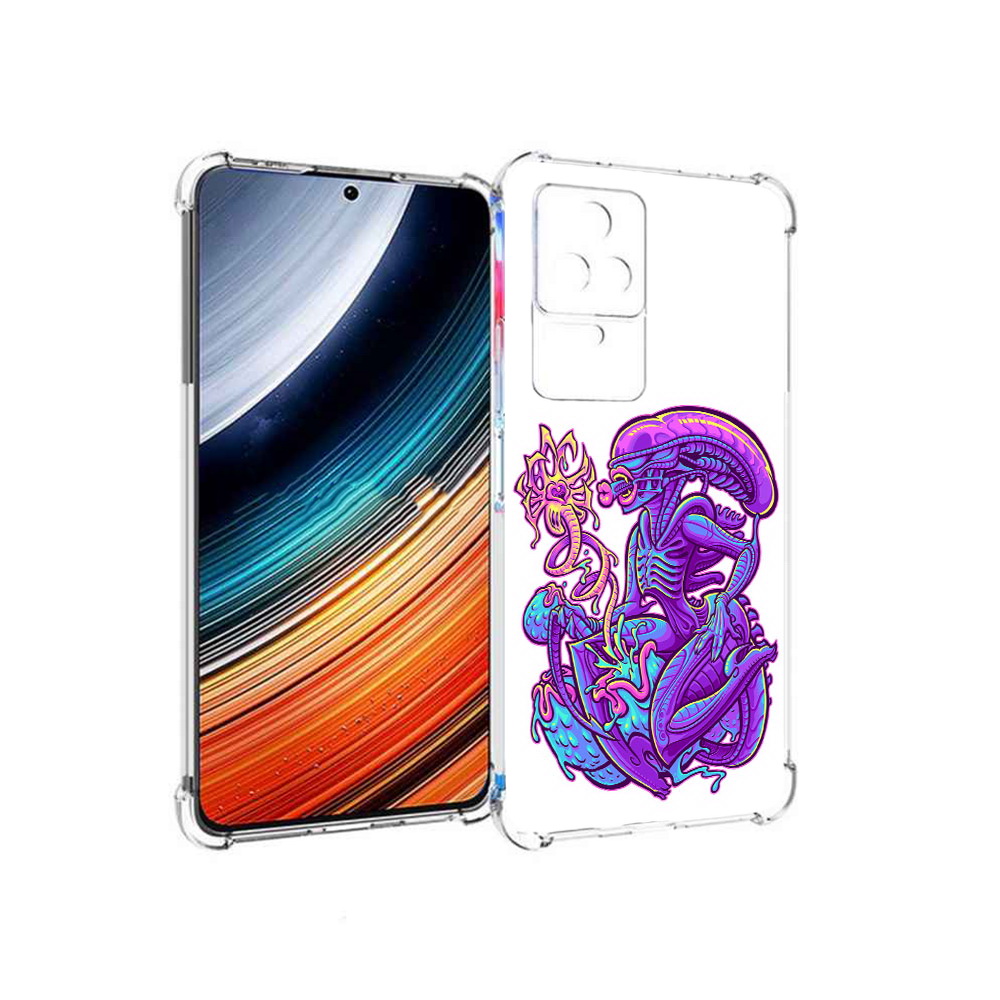 Чехол MyPads чужой фиолетовый цвет для Xiaomi Redmi K40S/Poco F4