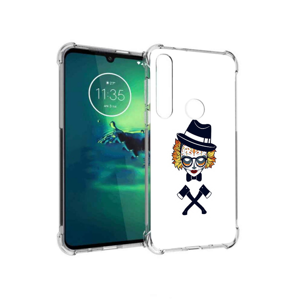 

Чехол MyPads Tocco для Motorola Moto G8 Plus девушка в маске с топорами рисунок, Прозрачный, Tocco