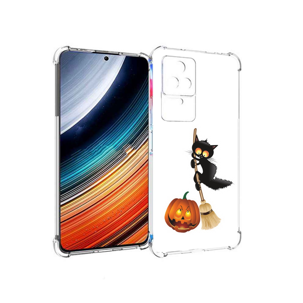

Чехол MyPads хэлуинский котик для Xiaomi Redmi K40S/Poco F4, Прозрачный, Tocco