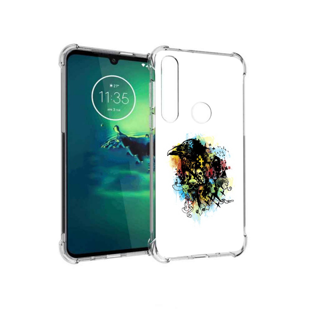 

Чехол MyPads Tocco для Motorola Moto G8 Plus ворон и черепа (PT227062.344.273), Прозрачный, Tocco