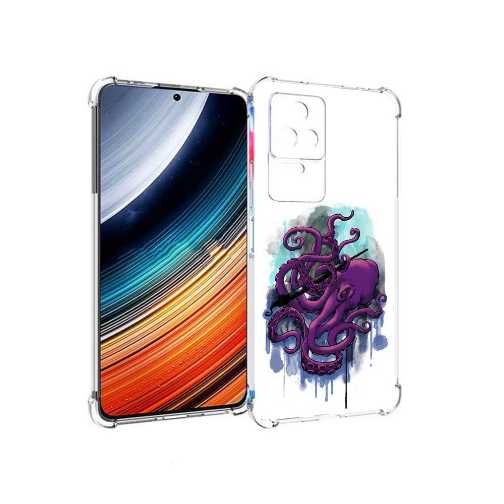 

Чехол MyPads фиолетовый осьминог для Xiaomi Redmi K40S/Poco F4, Прозрачный, Tocco