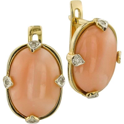 

Серьги из желтого золота с бриллиантом/кораллом ALORIS Серьги 1510БрК, Серьги 1510БрК
