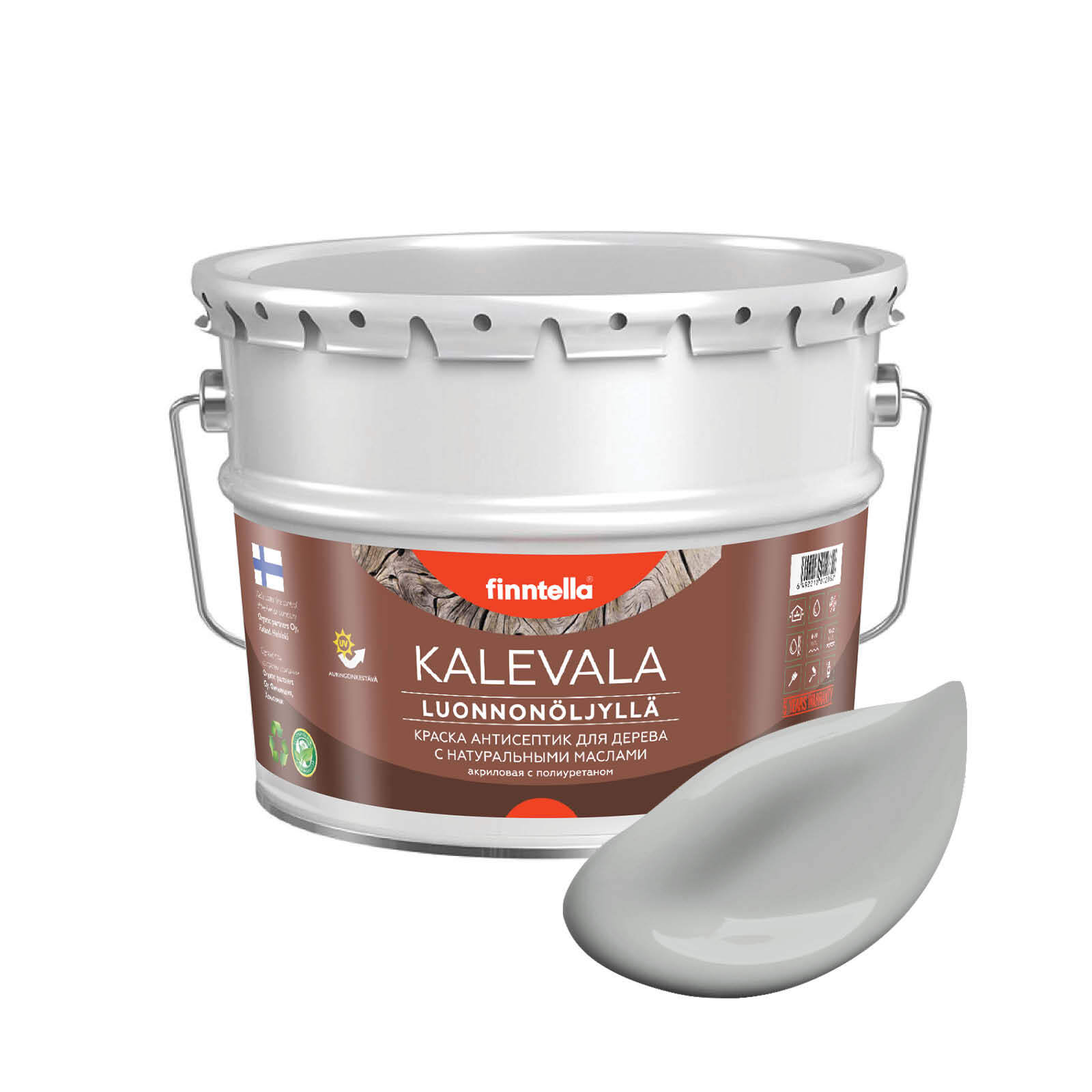 

Краска для дерева и деревянных фасадов FINNTELLA KALEVALA, с натуральным маслом и полиурет, Серый, KALEVALA NLC