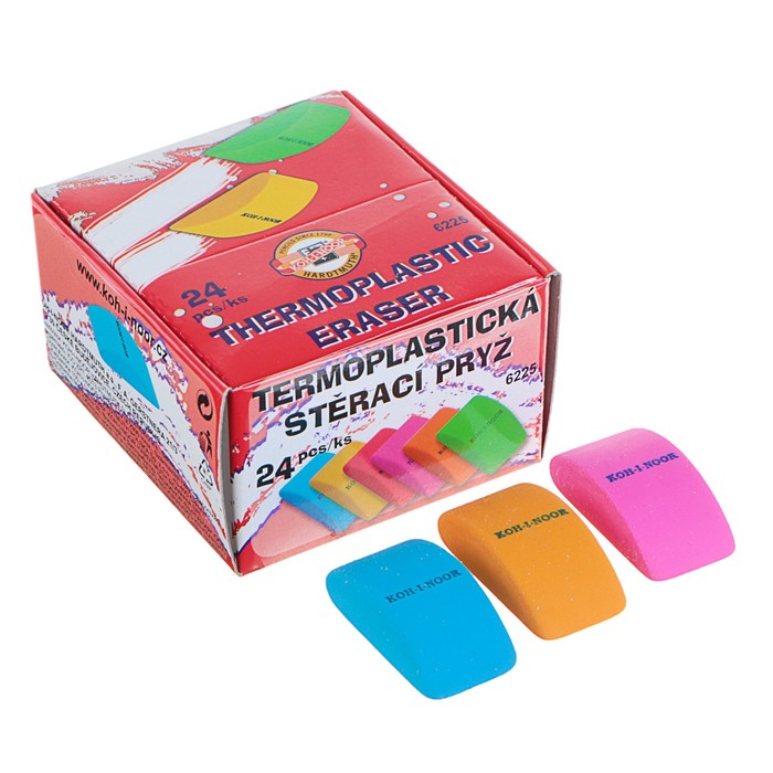

Ластик Koh-I-Noor 6225/24, пластиковый, цветной, микс 24 шт, Разноцветный