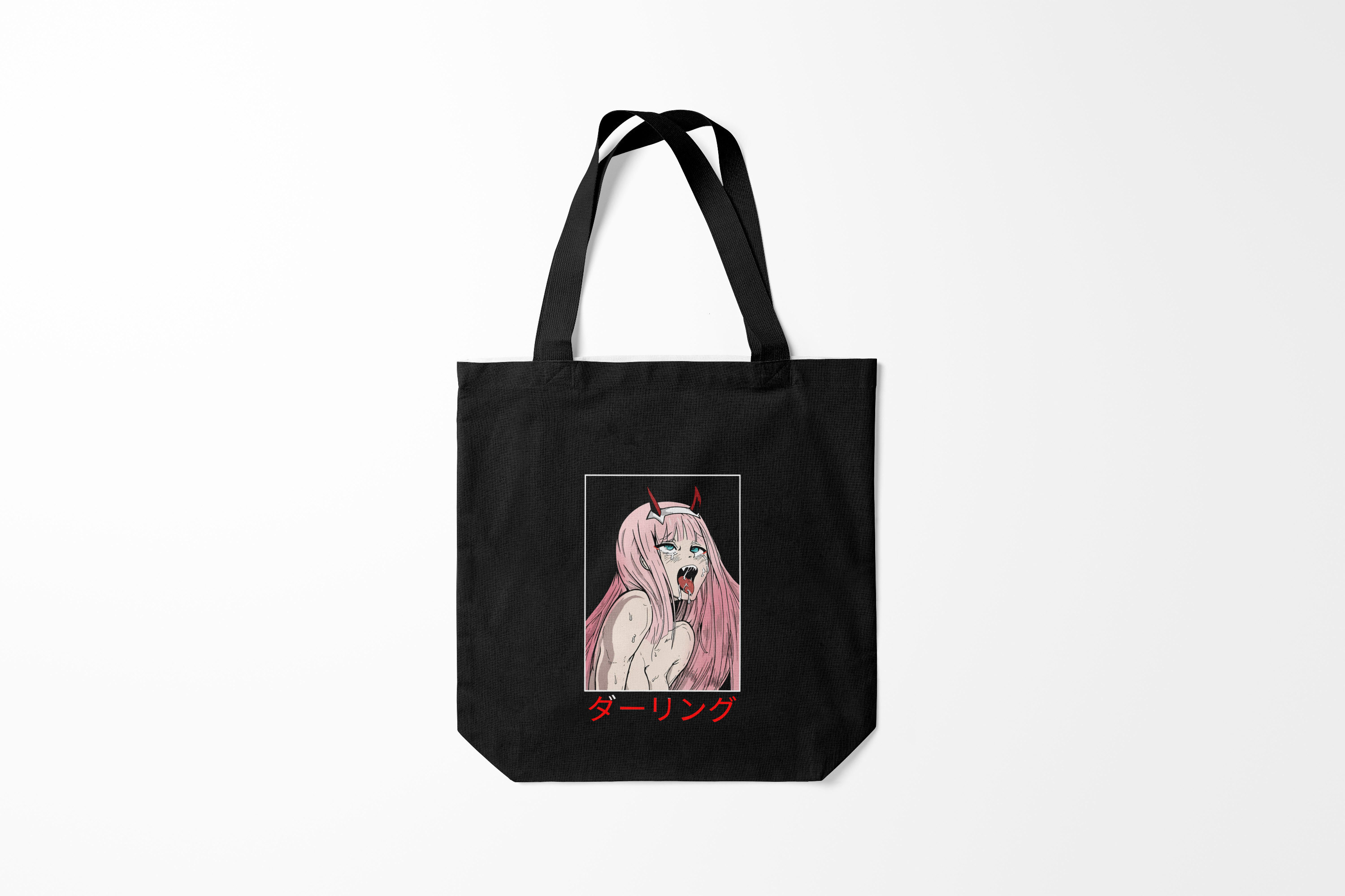 

Сумка шoппер унисекс Burnettie Ahegao Зеро ту франкс, черный, Ahegao Зеро ту франкс