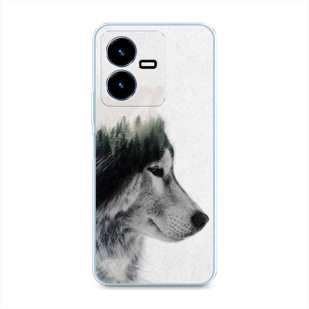 

Чехол для Vivo Y22 "Волк лес", Серый;белый, 267550-1