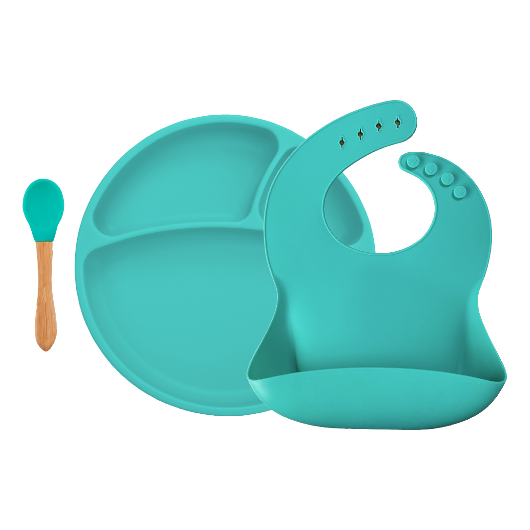 Набор силиконовой посуды для кормления Minikoioi BLW Set II - Aqua Green Зеленый стульчик для кормления mowbaby honey green