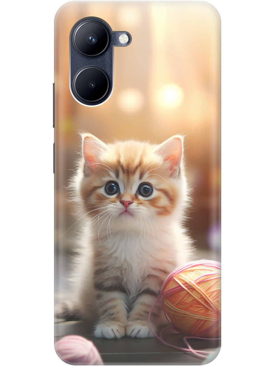 

Силиконовый чехол на realme C33 с принтом "Котенок и нити" прозрачный, Белый;желтый;розовый, 20010412