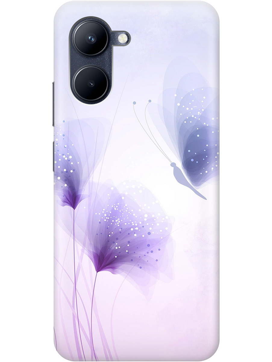 

Силиконовый чехол на realme C33 с принтом "Бабочка и фиолетовые цветы" прозрачный, Фиолетовый, 20010412
