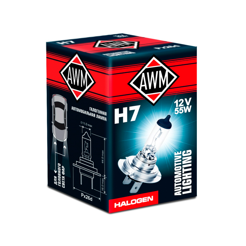 

Лампа галогенная AWM H7 (PX26d) 12V 55W, 817527011514, 1 шт 817527011514