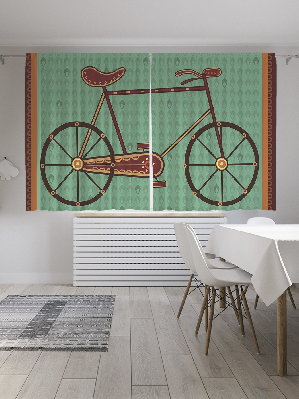 фото Классические шторы joyarty "велосипед на ковре", серия oxford delux, 2 полотна 145x180 см