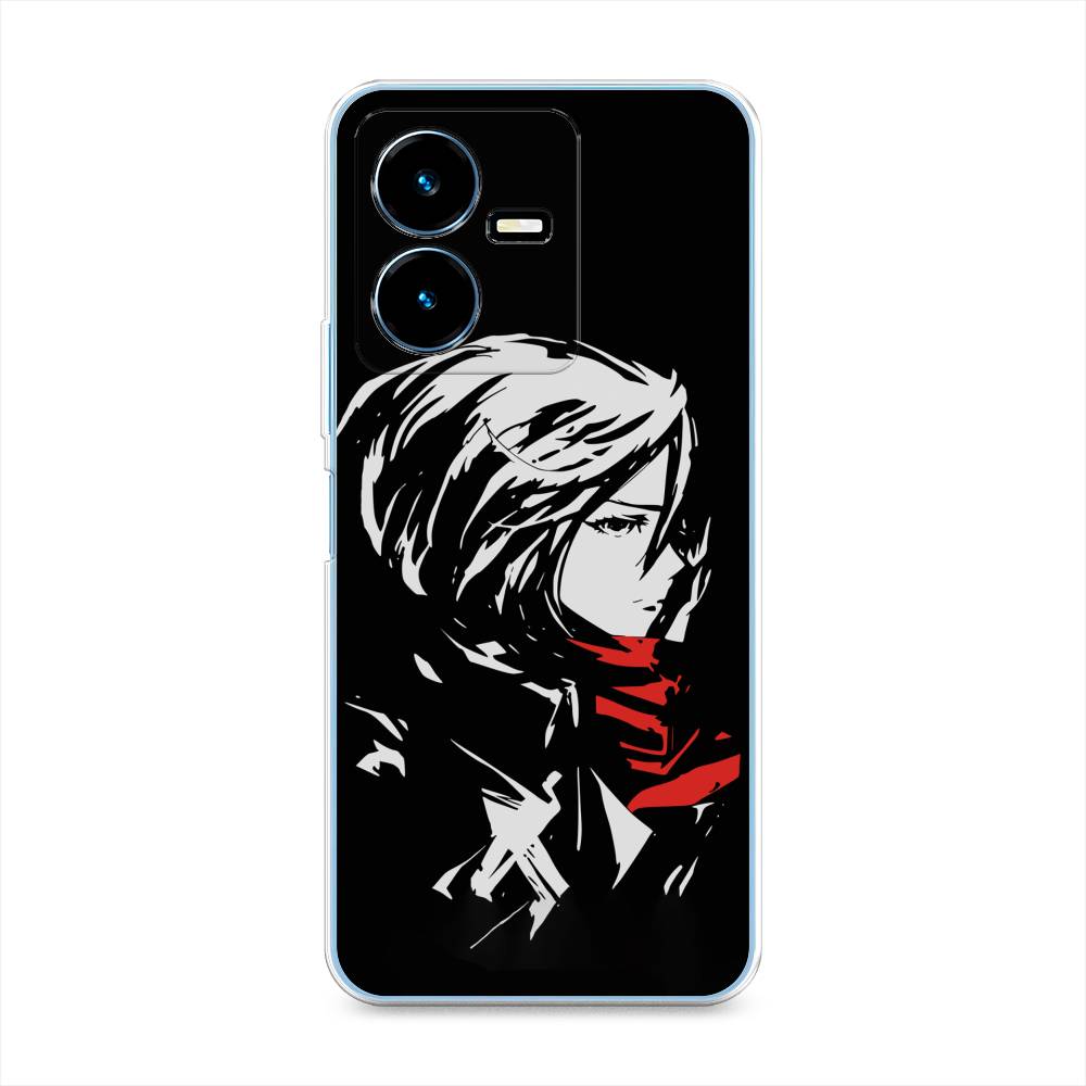 

Чехол для Vivo Y22 "Микаса минимализм", Черный;серый;красный, 267550-4