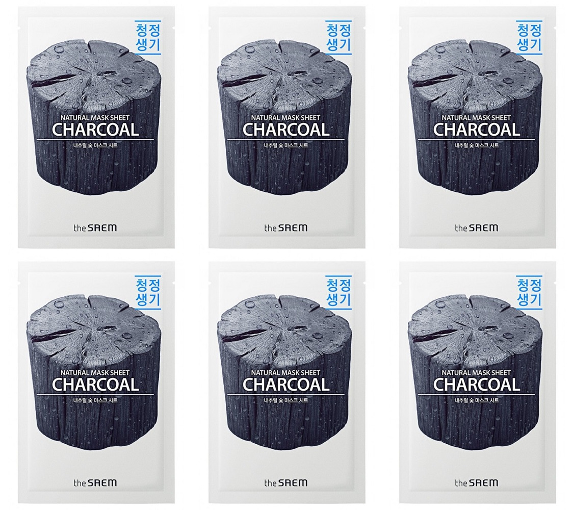 

Маска на тканевой основе The Saem Natural Charcoal 21 мл 6 шт, 8806164159019