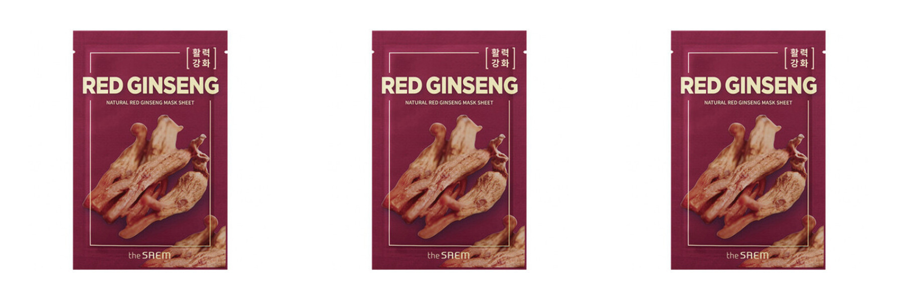 Маска тканевая для лица THE SAEM natural red ginseng mask sheet 21мл 3шт