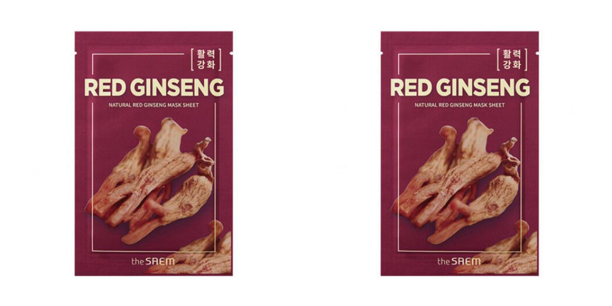 Маска тканевая для лица THE SAEM natural red ginseng mask sheet 21мл 2шт консилер the saem cover perfection fixealer 1 5 natural beige